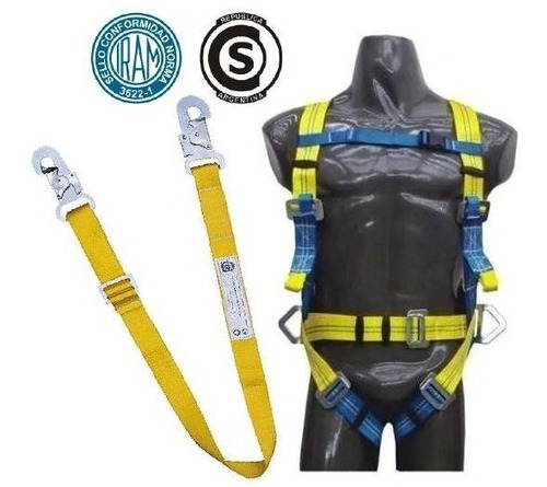 Imagen 1 de 4 de Arnes Seguridad Cintura Acolchada 4 Puntos Iram + Cabo 1,5 M