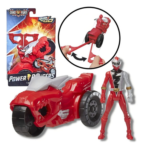 Figura roja de Power Ranger y T-rex Battle Rider de Hasbro