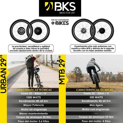 Imagen 7 de 7 de Kit Convertidor A Bicicleta Eléctrica Mtb 29 48v 1000w Bks
