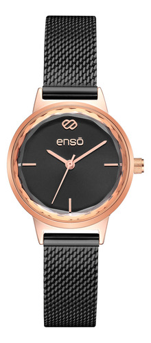 Reloj De Pulsera Enso Para Mujer Ew1052l3 Negro Color del bisel Oro rosa