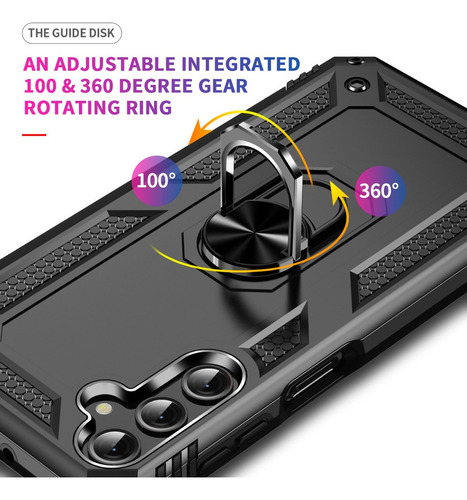 Funda Reforzada Con Anillo Para Modelos De Samsung Linea A Negro A15