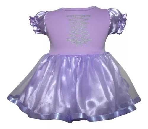 Vestido Infantil Princesa Sofia Rapunzel Ariel Lilás Rodado - Tio