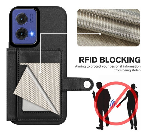 Compatible Funda Rfid Con Bolsa De Tarjetas For Motorola Edge 50 Pro P