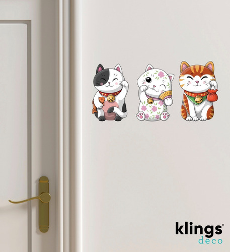 Imagen 2 de 5 de Vinilos Decorativos Gato De La Fortuna Suerte Maneki Neko