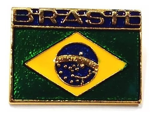 Pim Bótom Broche Bandeira Do Brasil 26mm Folheado A Ouro