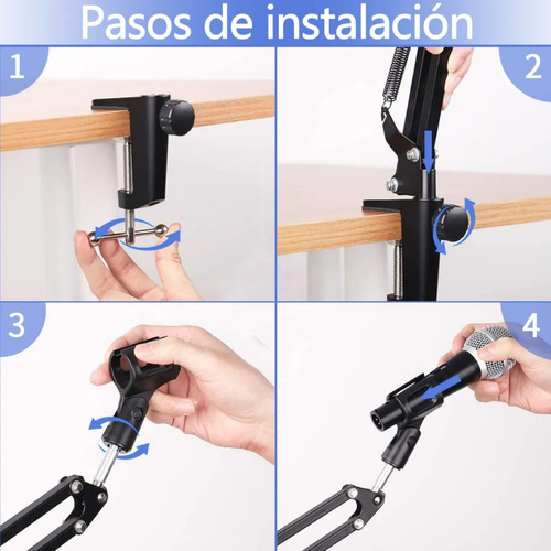 Soporte Para Micrófono Condensador Para Grabación Estudio Negro