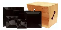 Comprar Juego Vajilla Cuadrado 42 Piezas Platos Taza Cerámica Oxford Color Negro