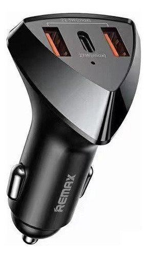 Cargador Auto Remax 49.5w 2 Usb + Tipo C Fast Turvo Rapida Color Negro