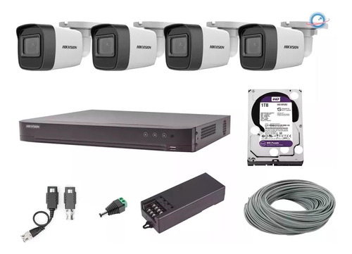 Kit 4 Camaras Con Microfono Hikvision 1080p 1tb Cable 2 Mpx