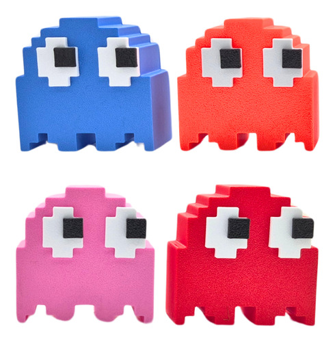 Pack Figuras Pacman + 4 Fantasmas 6cm Impresión 3d Makeme