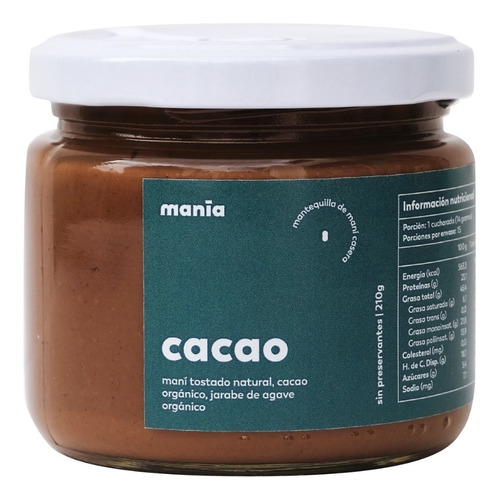 Imagen 1 de 6 de Mantequilla De Maní Cacao 210g 100% Natural