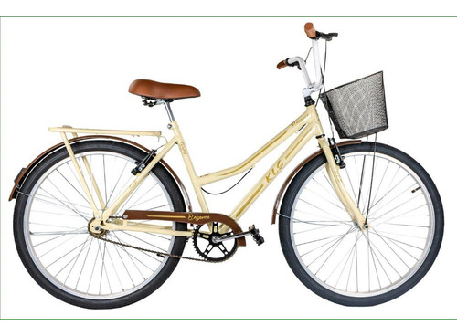 Bicicleta Aro 26 Kls Retro Freio V-brake Cor Bege/marrom
