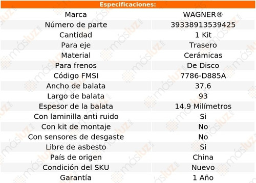 Kit Balatas Ceramicas Tra Toyota Camry V 6 3.0l 02-06 Wagner
