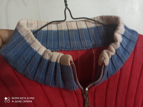 Campera Saco Abierto Hilo Rojo Scombro Cierre Cuello L Detal (Usado)