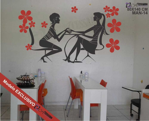 Imagem 2 de 3 de Adesivo Papel Parede Manicure Unha Cliente Moderninha Barato