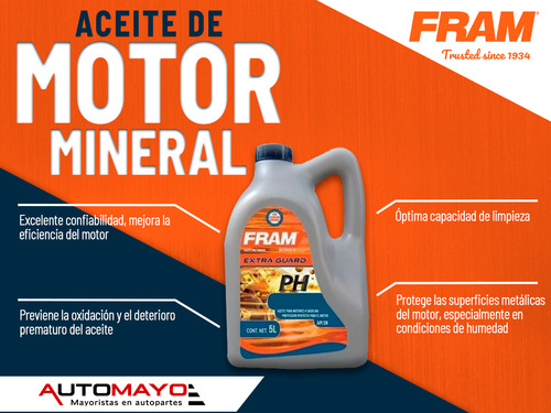 Aceite Especial Vehículos Alto Kilometraje 20w50 Fram 5 L