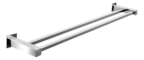 Porta Toalhas De Banho Duplo Metal Cromado Quadrado - Cromax