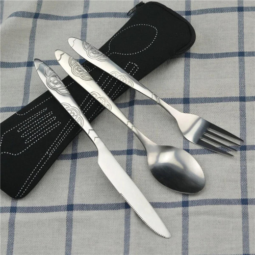 Wa Juego De Cubiertos De 3 Piezas, Estuche De Transporte De
