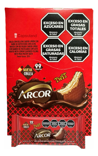 Nueva! Oblea Arcor Twit Limon Bañada En Chocolate 20u X 20g