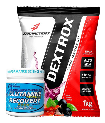 Dextrose 1 Kg Bodyaction + Glutamina 300 Gr Performance