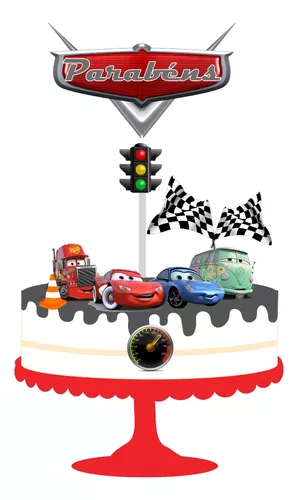 Disney mcqueen relâmpago carros bolo topper crianças meninos festa