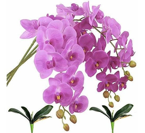 Orquídeas De Seda Púrpura Con Mariposas Falsas