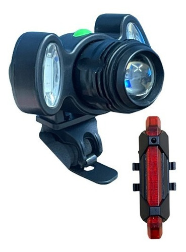 Imagem 1 de 5 de Kit Farol Lanterna Bike T6 Recarregável Com Pisca Traseiro