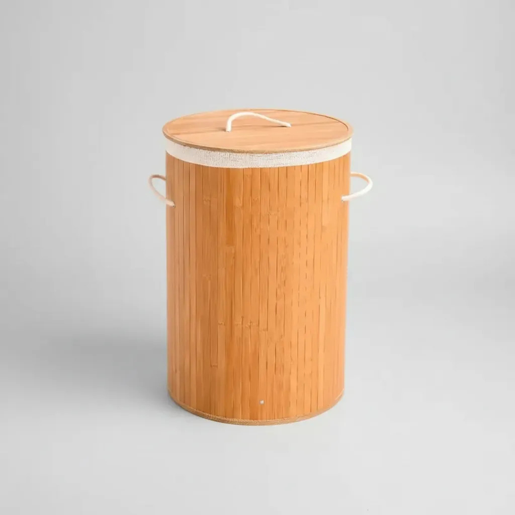 Canasto Cesto Ropa Sucia Bambu Plegable Asas Organizador Red Bambú Canasto Cesto Redondo