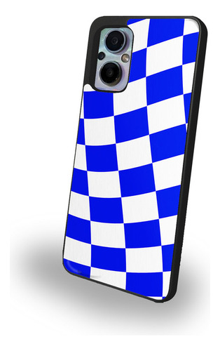 Funda Cuadricula Bandera Blanco Azul Todos Los Modelos Oppo