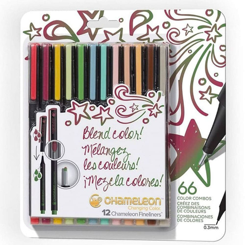 Set 12 Tiralíneas Chameleon Fineliners Colores Diseño