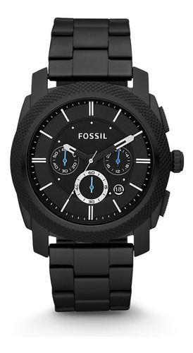 Fossil Machine Reloj De Pulsera Para Hombre 45 Mm Negro Color del bisel Negro plateado