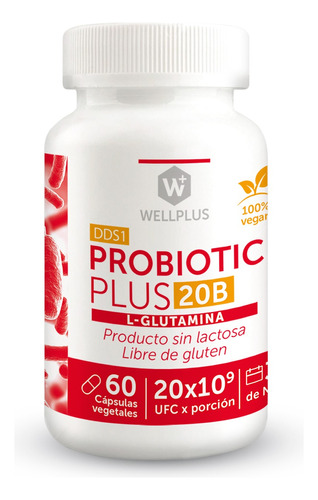 Probiotic Plus 20b + L - Glutamina Wellplus 60 Cápsulas