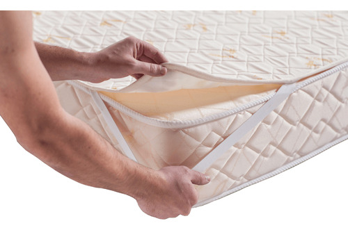 Cubre Colchon Protector La Cardeuse Lavable 90x190 Crema Liso 1 1/2 Plaza