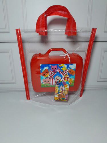 Bolsa Golosinera Pvc + Alcancía Souvenirs Personalizado X10 Color A Elección De Lo Disponible Bolsa Con Alcancía