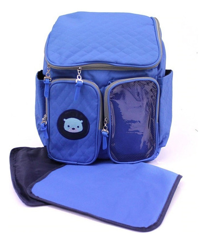 Pañalera Mochila Azul Capitonada Con Cambiador Ejecutiva New