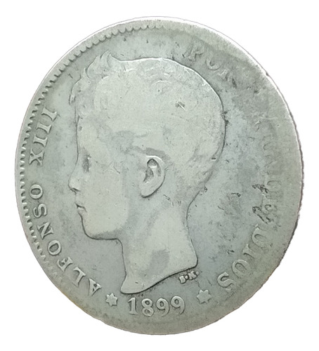 Antigua Moneda De Plata 1 Peseta España 1899 Km# 706