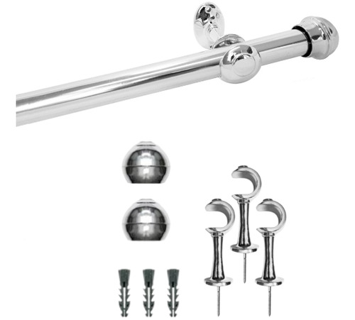 Kit Bastão Varal Com Suporte Cortineiro Sala 19 Mm 2,80 M