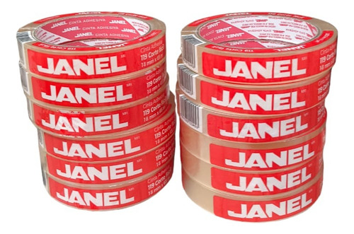 Cintas Adhesiva Corte Fácil Janel-119 18 Mm X 65 Mts 12 Pzs
