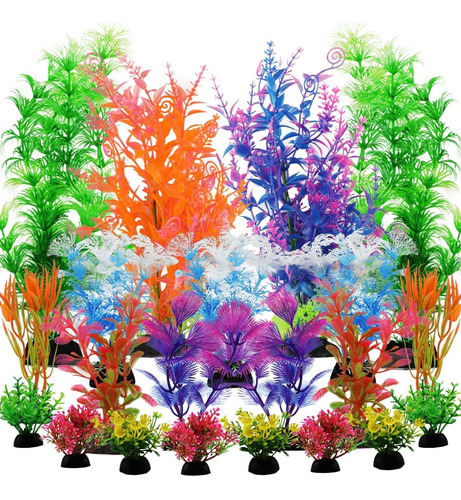 Pietypet Paquete De 21 Plantas Acuticas Artificiales Colorid