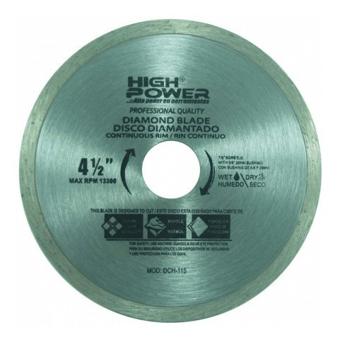 Disco Diamantado 4 1/2 Dch-115 High Power