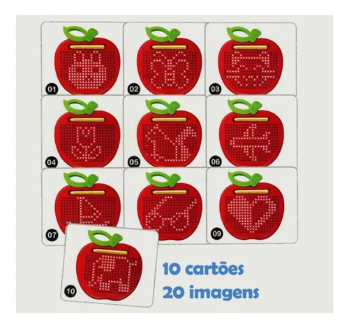 Lousa Magnetica Brinquedo Magpad Maçã Com Cartões Desenhos