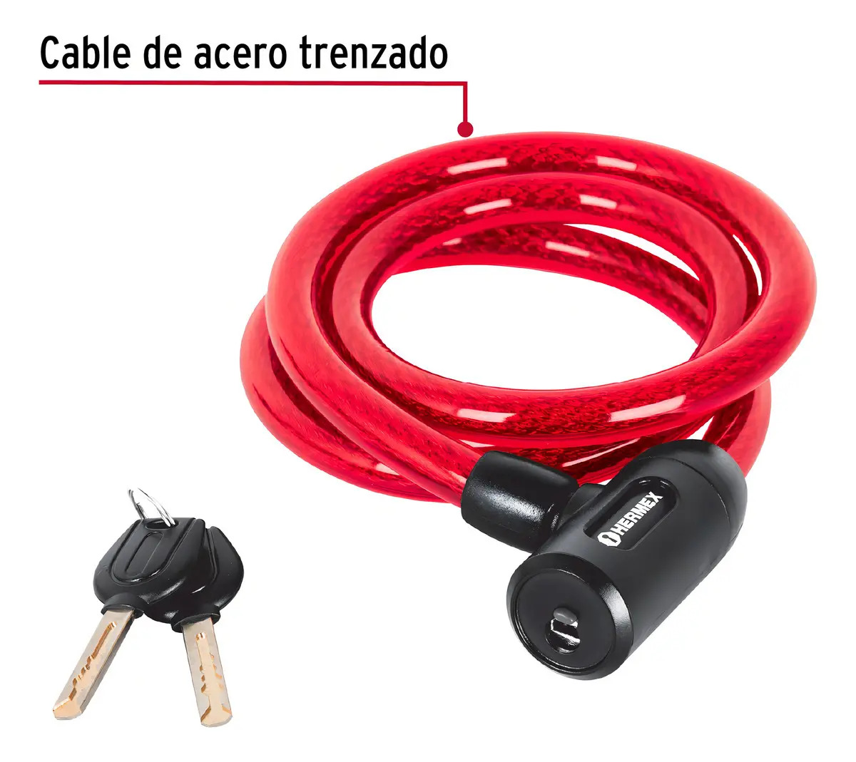 Candado De Cable Con Llave, 15mm X 1.20 M Hermex 43920