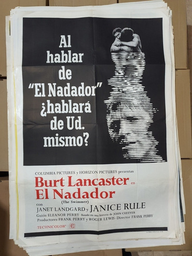 Afiche De Cine Original El Nadador- Burt Lancaster-1854 (Usado)