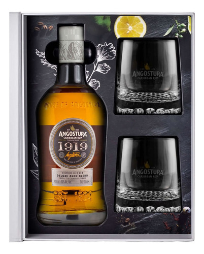 Ron Angostura Caribbean 1919 Deluxe Con 2 Vasos 750ml