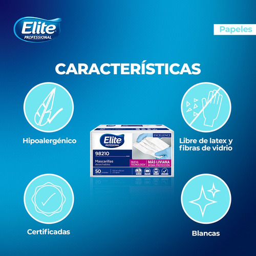 Mascarilla Desechable 50u Elite Professional