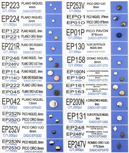 Estoperol Picos Con Patitas Para Doblar 8 Mm . 500 Piezas