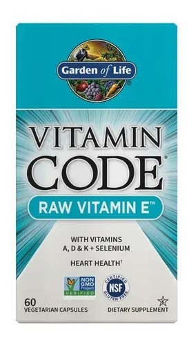 Garden Of Life | Vitamin Code | Raw Vitamin E | 60 Veg Caps 