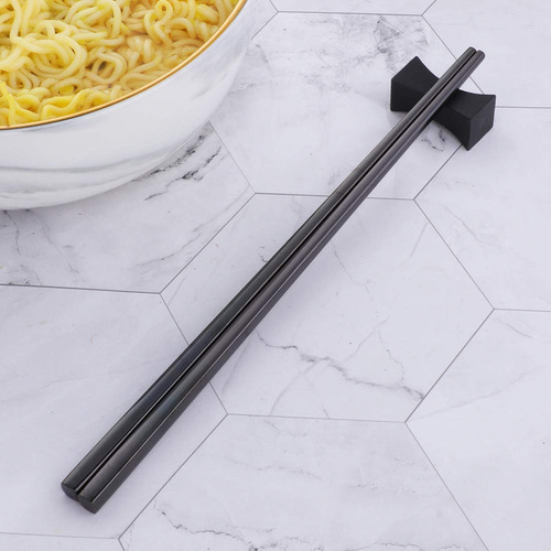 10 Pares De Palillos Chinos Reutilizables Palillos En Color Negros Para Comer, Restaurantes, Sushi