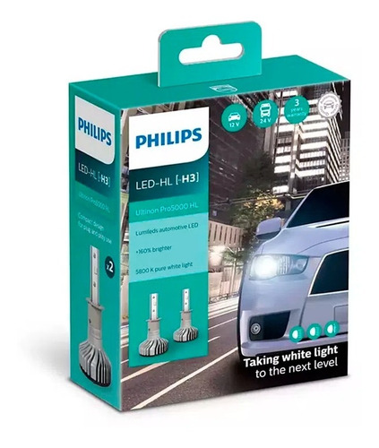 Par Lâmpada Philips Ultinon Led-hl H3 6000k +160%