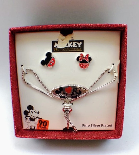 Collar Y Aretes Set Juego Disney Mickey 90 Años Original